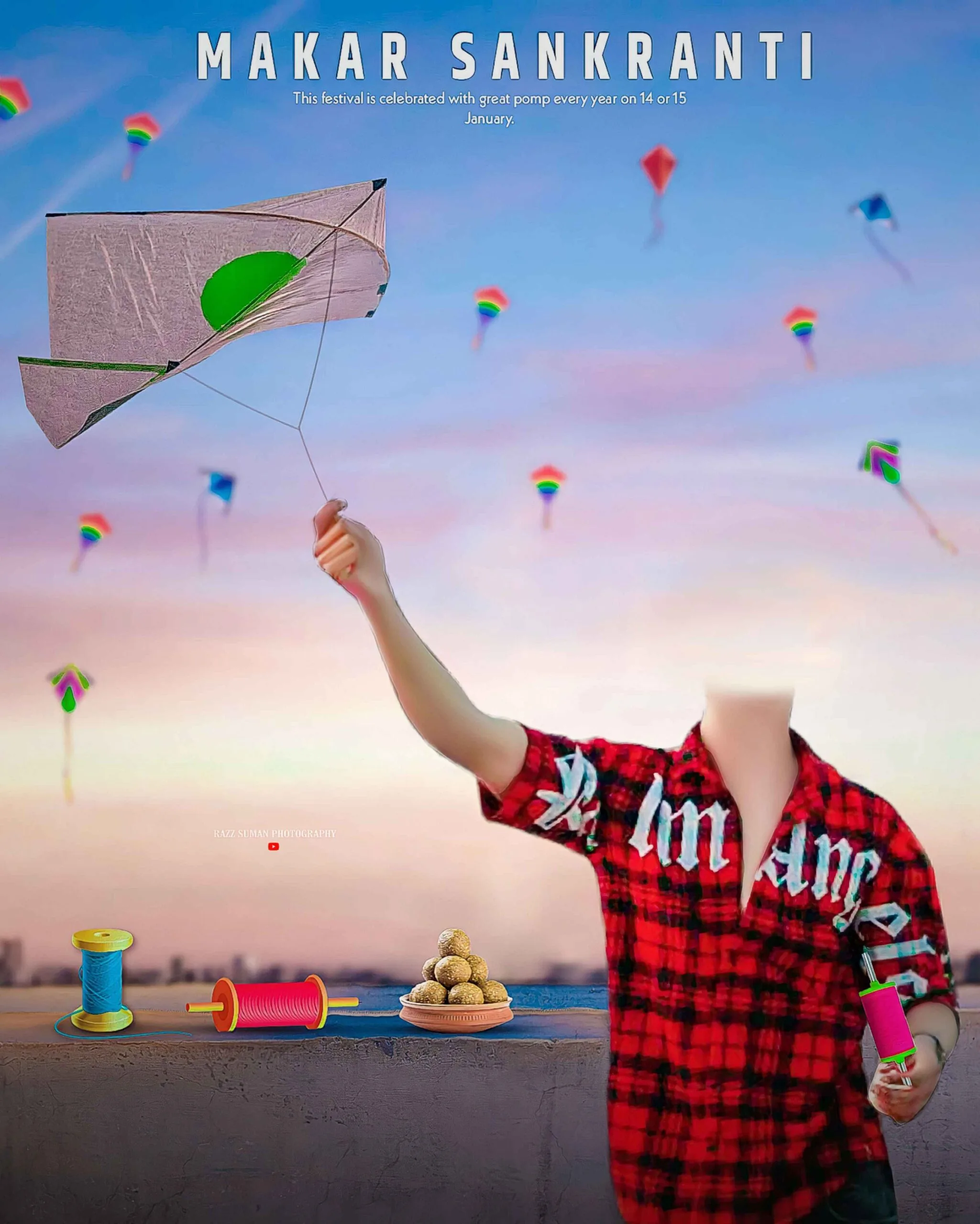 Add to face makar sankranti background