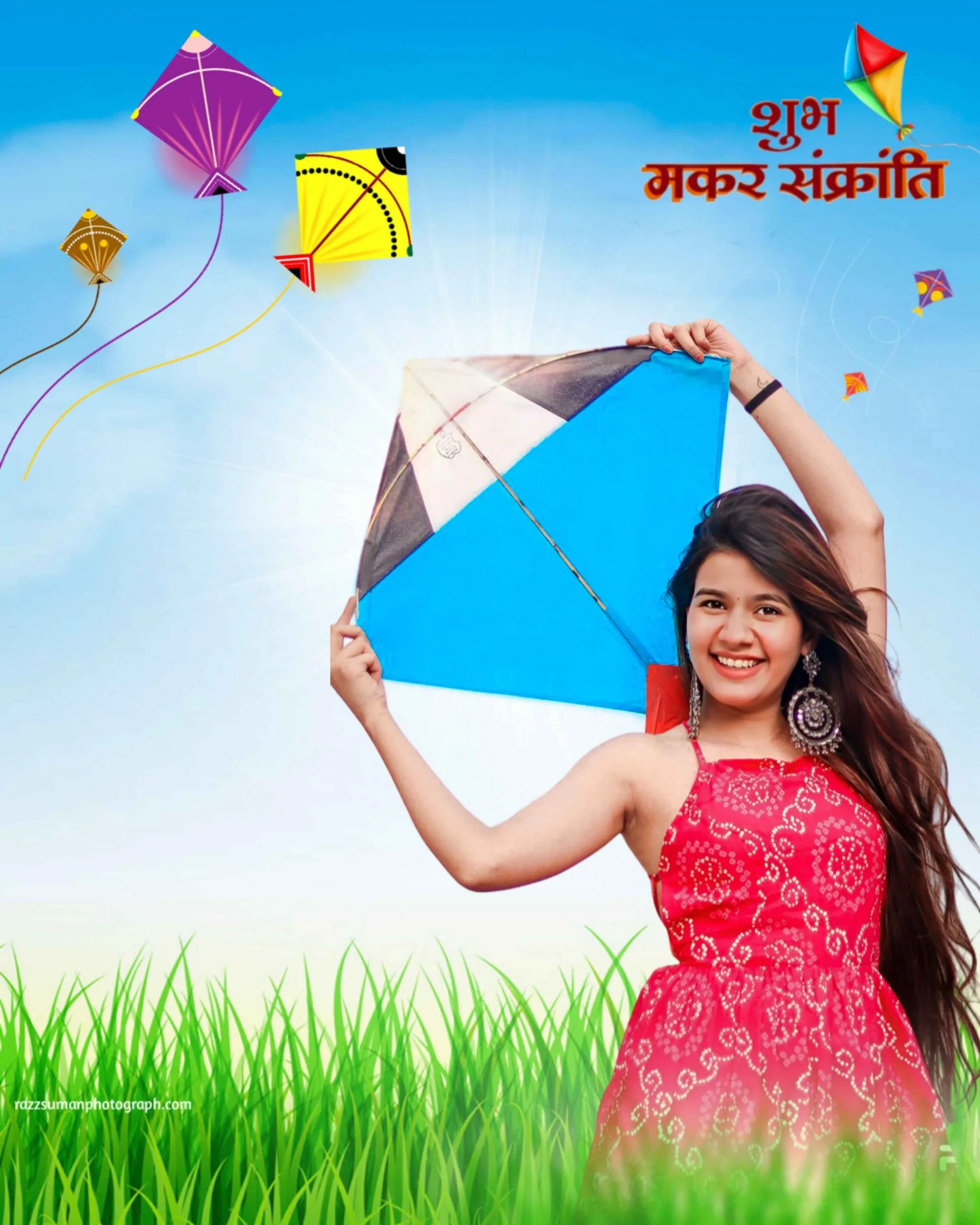 Makar sankranti girl background