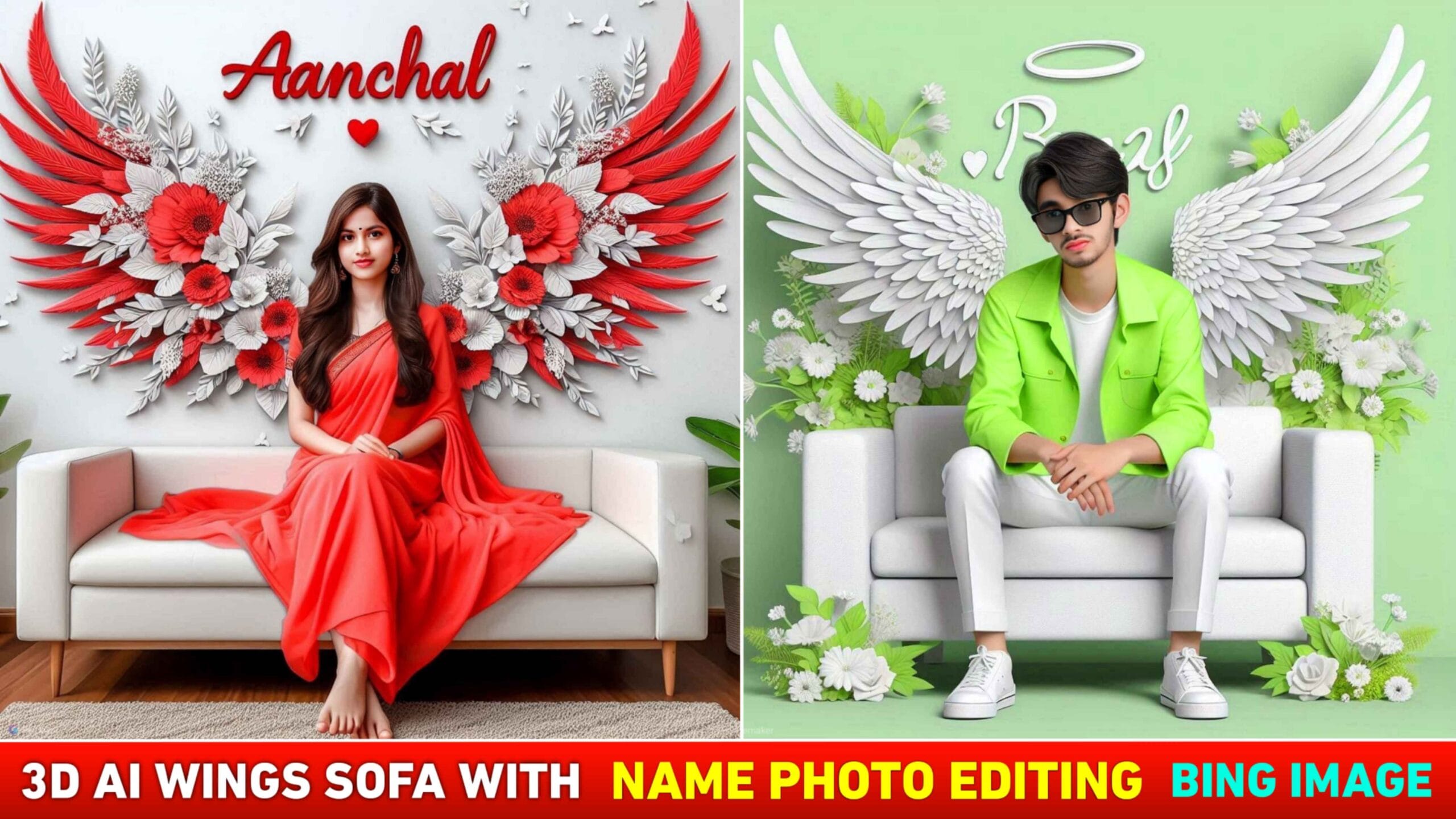 3d Ai Wings Sofa With Name Photo Editing﻿ | Bing Image Creator