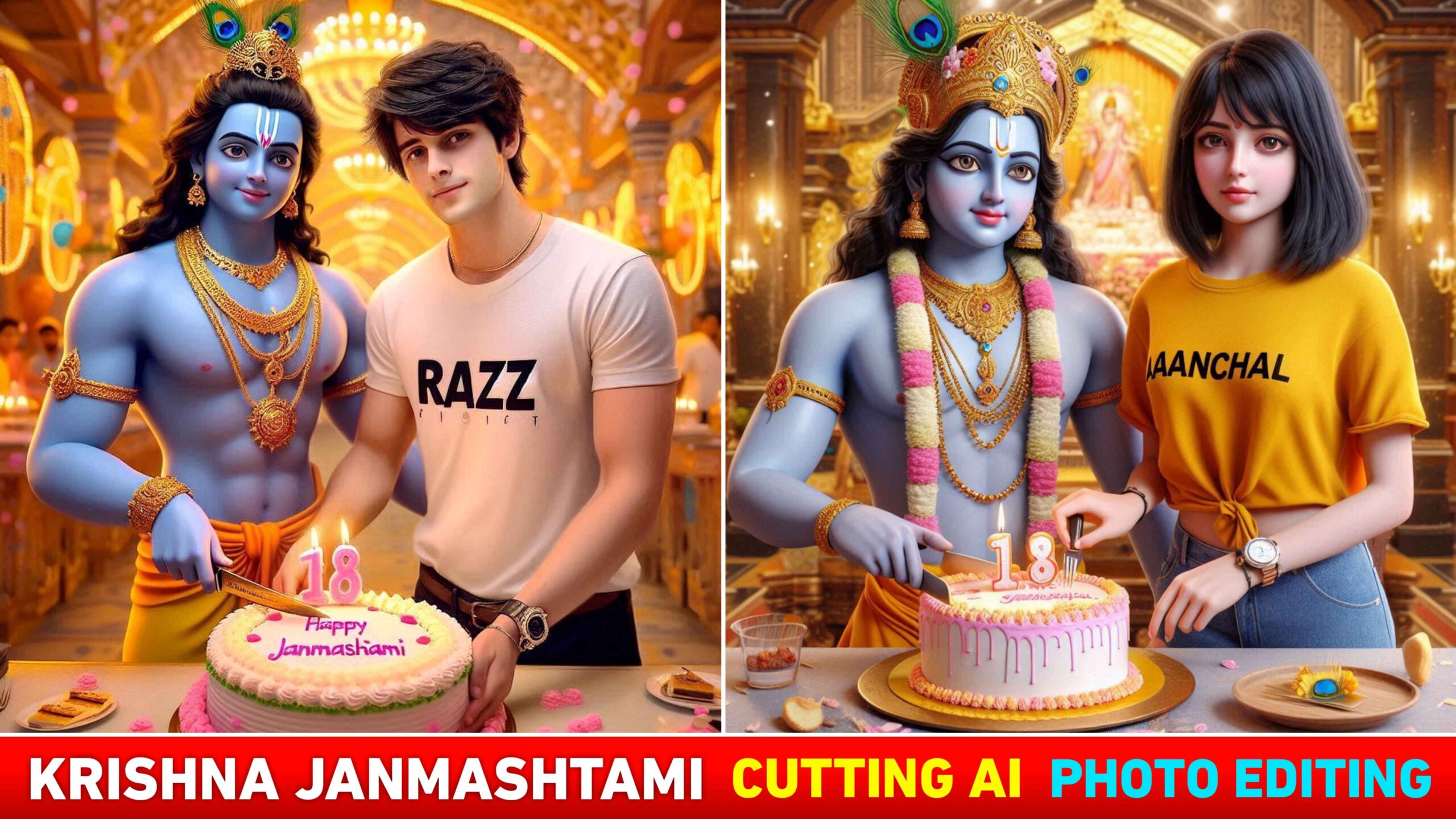 Janmashtami Cake Cutting Ai Photo Editing | Bing Image Creator