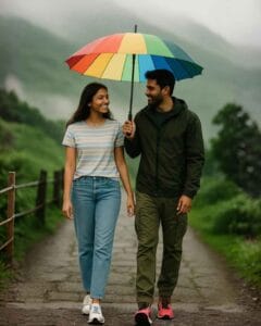 Chatgpt Couple Rain Photo Editing