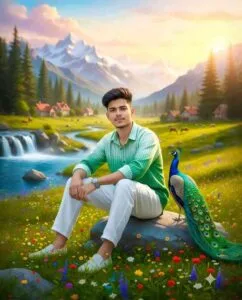 Google gemini mountain & waterfall prompt